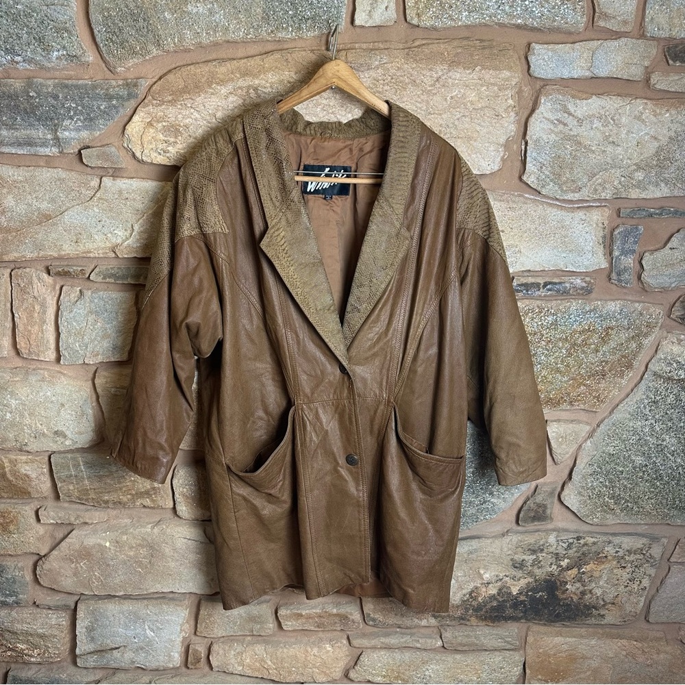 VTG Winlit Leather Snakeskin Western Trench Coat